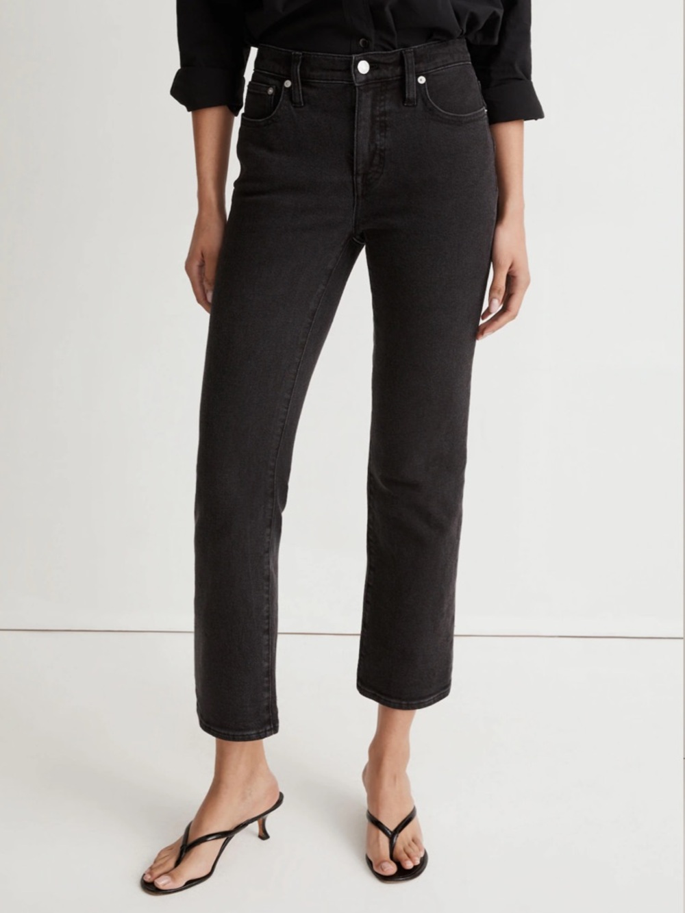 Madewell Mid-Rise Kick Out Black Crop Jeans, Size 27P